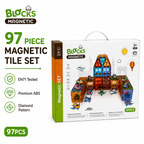 97-Piece Magnetic Tile Set - mini cars, planes and stickers