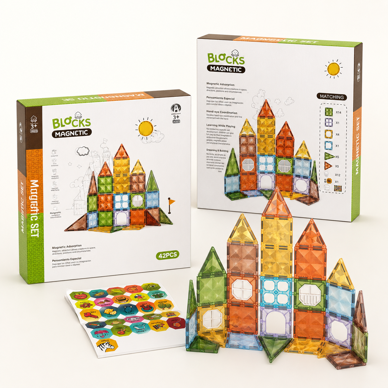42-Piece Diamond Magnetic tiles Set - Castle