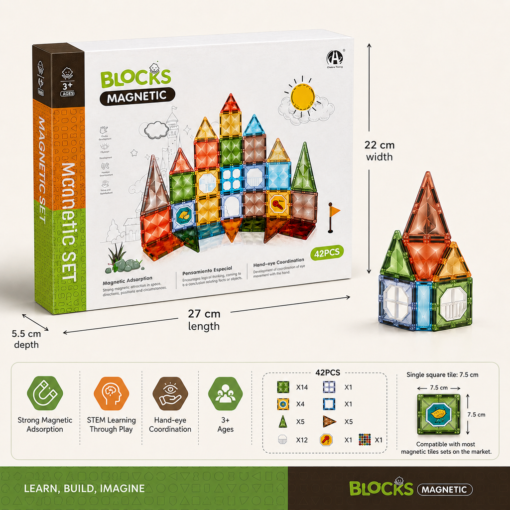42-Piece Diamond Magnetic tiles Set - Castle