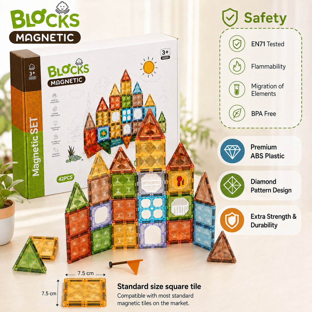 42-Piece Diamond Magnetic tiles Set - Castle