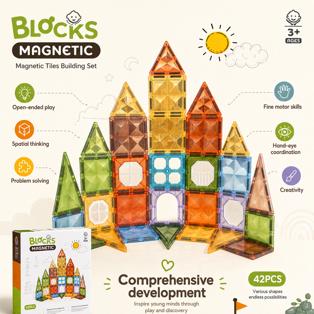 42-Piece Diamond Magnetic tiles Set - Castle